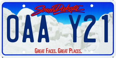 SD license plate 0AAY21