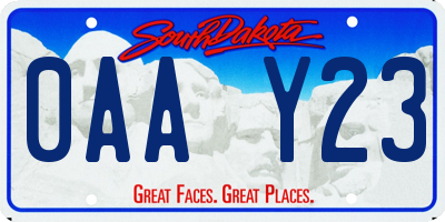 SD license plate 0AAY23