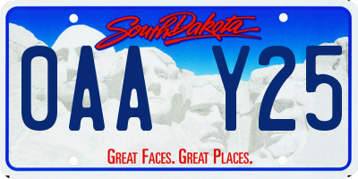 SD license plate 0AAY25