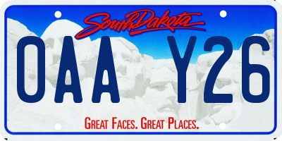 SD license plate 0AAY26