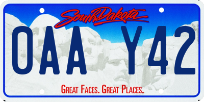 SD license plate 0AAY42