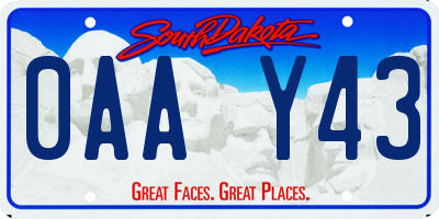 SD license plate 0AAY43