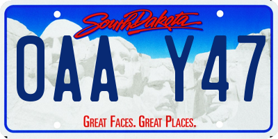 SD license plate 0AAY47
