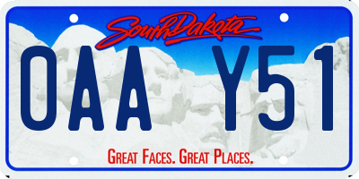 SD license plate 0AAY51