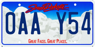 SD license plate 0AAY54