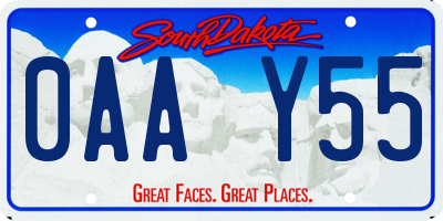 SD license plate 0AAY55