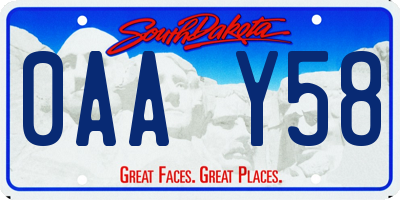 SD license plate 0AAY58