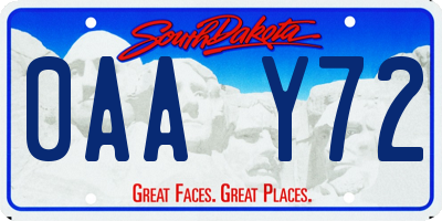 SD license plate 0AAY72
