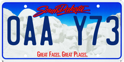SD license plate 0AAY73