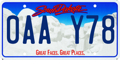 SD license plate 0AAY78