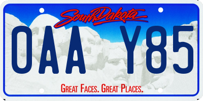 SD license plate 0AAY85