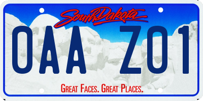 SD license plate 0AAZ01