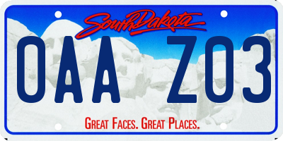 SD license plate 0AAZ03