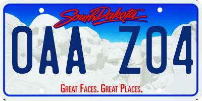 SD license plate 0AAZ04