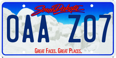 SD license plate 0AAZ07