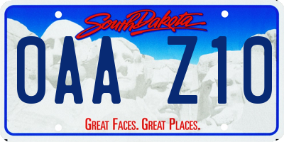 SD license plate 0AAZ10