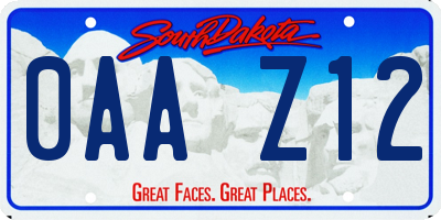 SD license plate 0AAZ12