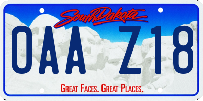 SD license plate 0AAZ18