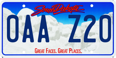 SD license plate 0AAZ20
