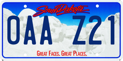 SD license plate 0AAZ21