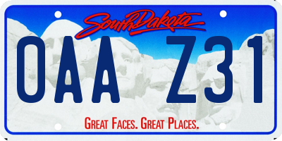 SD license plate 0AAZ31