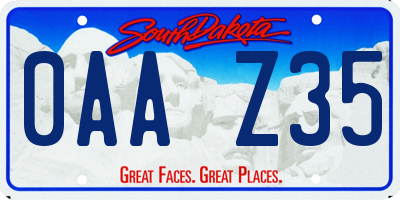 SD license plate 0AAZ35