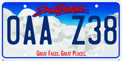 SD license plate 0AAZ38