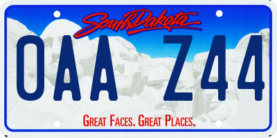 SD license plate 0AAZ44