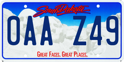 SD license plate 0AAZ49