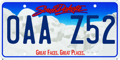 SD license plate 0AAZ52