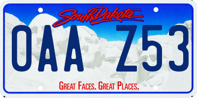 SD license plate 0AAZ53