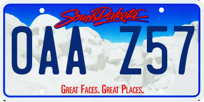 SD license plate 0AAZ57