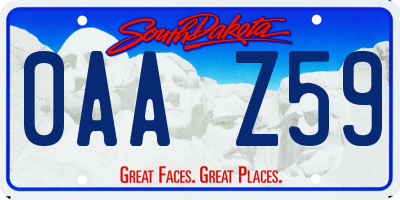 SD license plate 0AAZ59