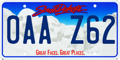 SD license plate 0AAZ62