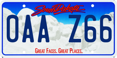 SD license plate 0AAZ66