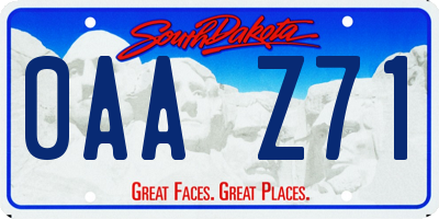 SD license plate 0AAZ71