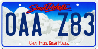 SD license plate 0AAZ83