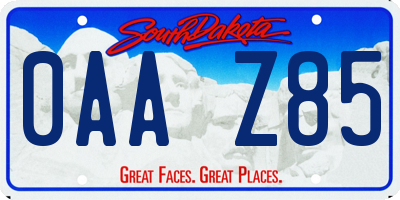 SD license plate 0AAZ85