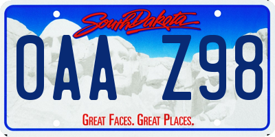 SD license plate 0AAZ98