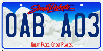 SD license plate 0ABA03