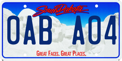 SD license plate 0ABA04