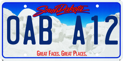 SD license plate 0ABA12