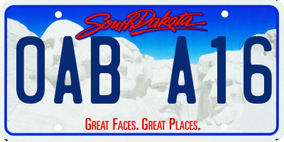 SD license plate 0ABA16