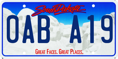 SD license plate 0ABA19