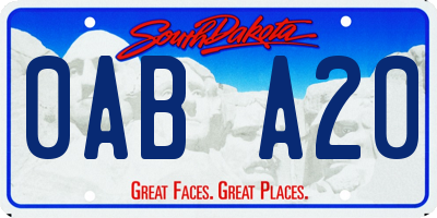 SD license plate 0ABA20