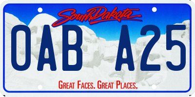 SD license plate 0ABA25