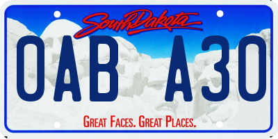 SD license plate 0ABA30