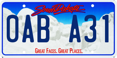 SD license plate 0ABA31