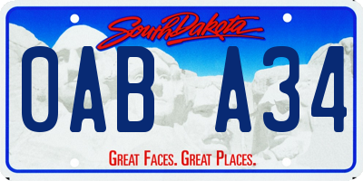 SD license plate 0ABA34