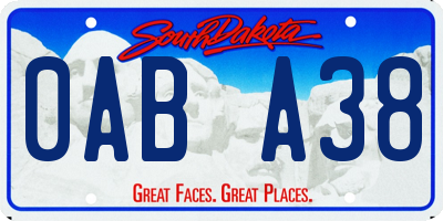 SD license plate 0ABA38